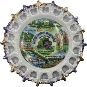 Vintage SMOKY MOUNTAINS Collectible Souvenir Travel Memorabilia Plate Wall Decor